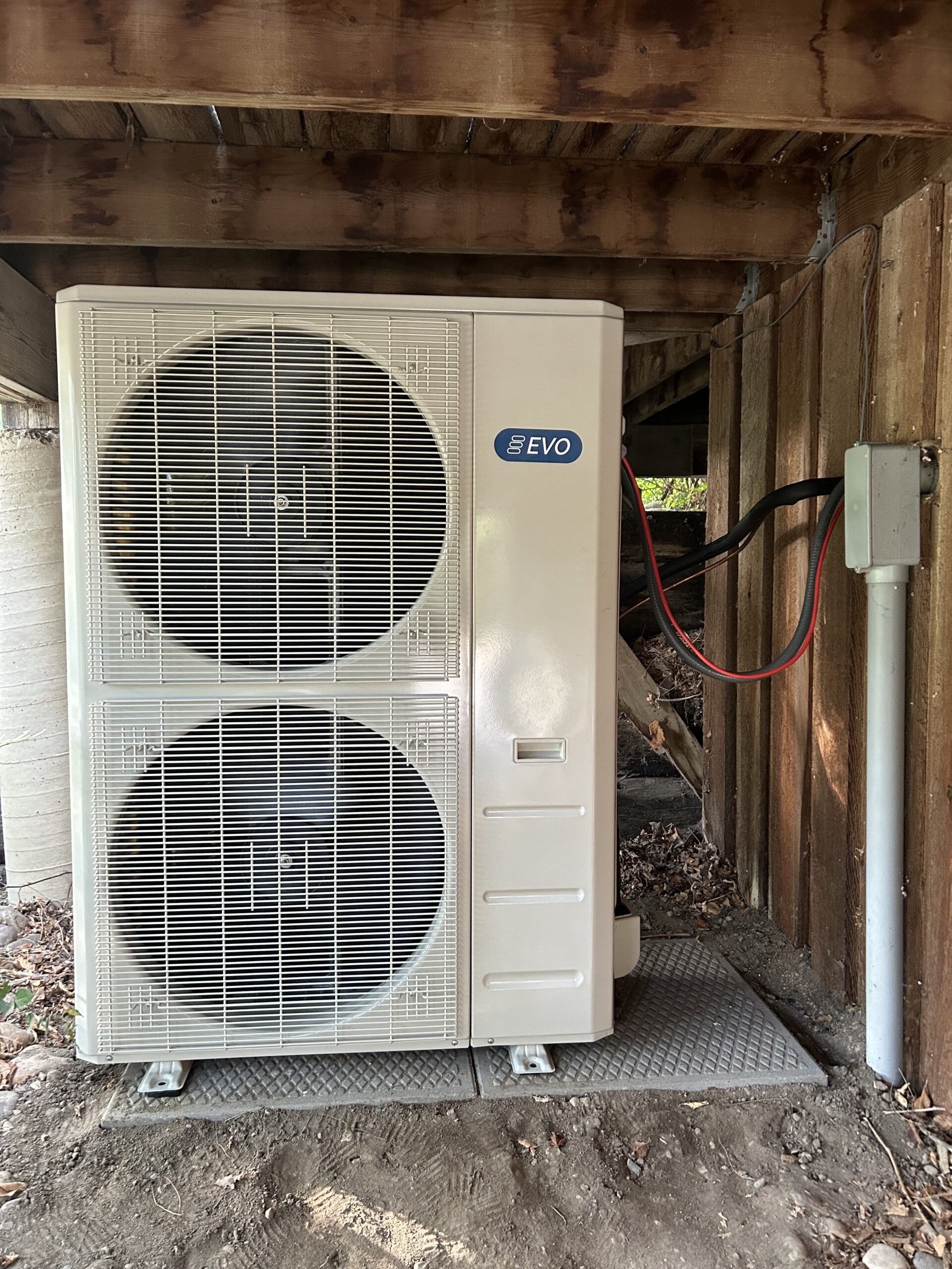 Ducted cold climate air source heat pump installation
