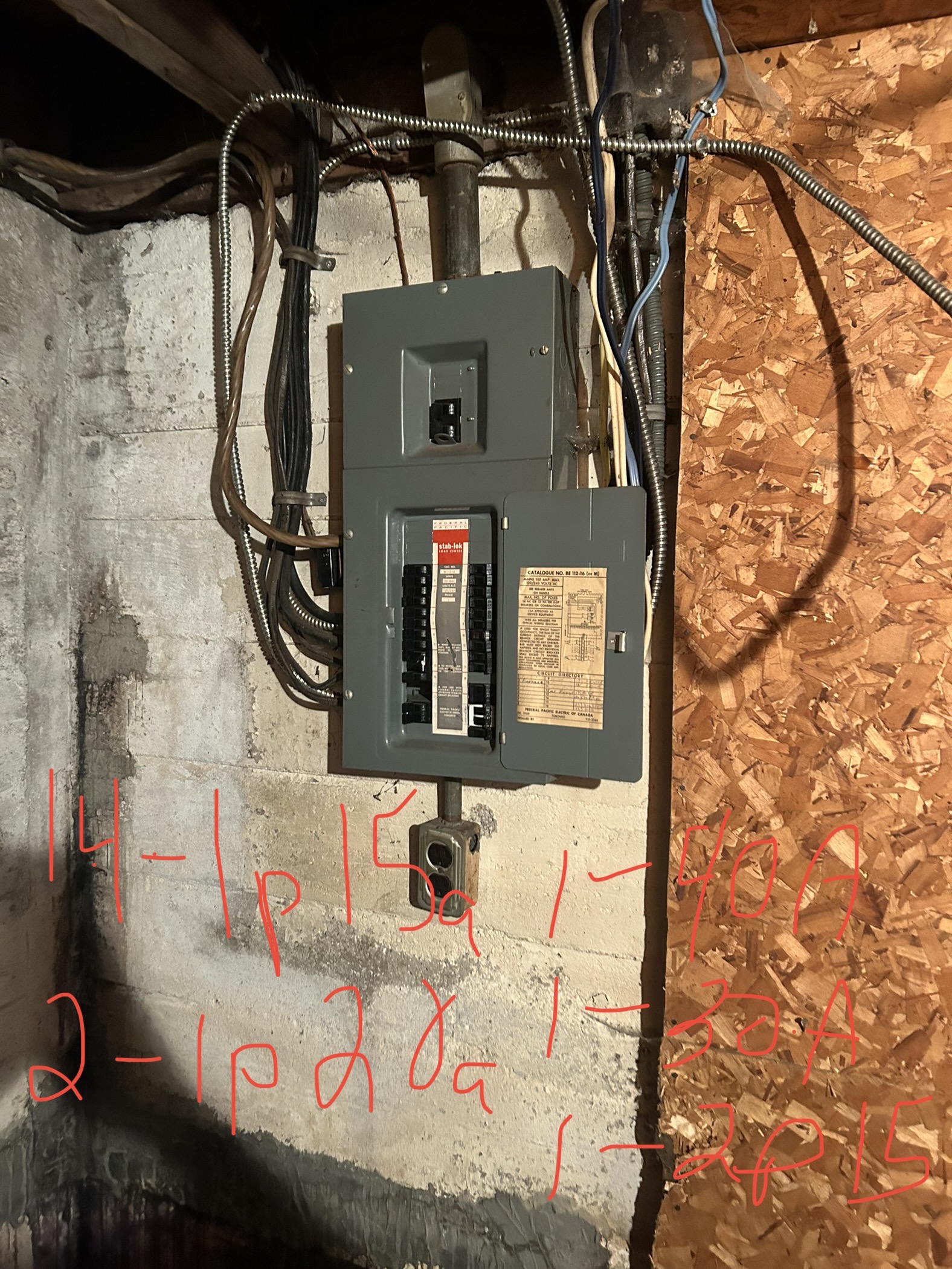 Electrical panel before service upgrade